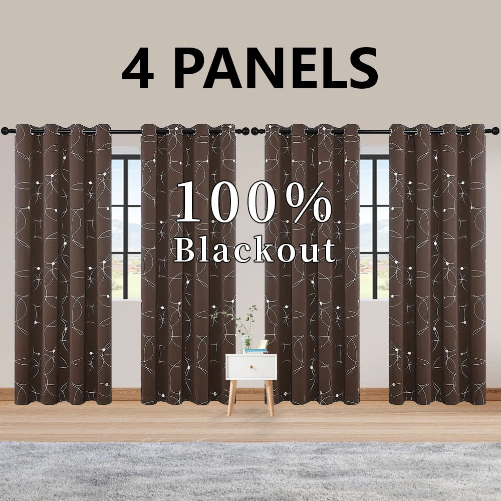 Blackout Curtains With Circle And Dot Foil Print