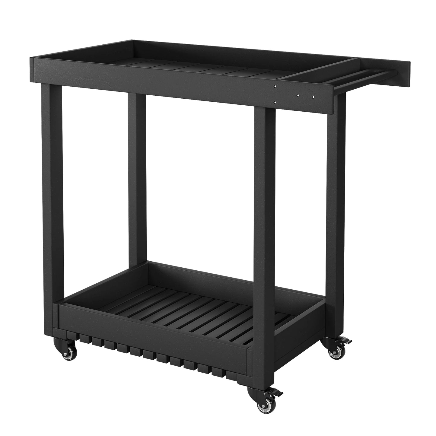 HDPE Trolley Dining Cart With Four Wheels And Double Shelf