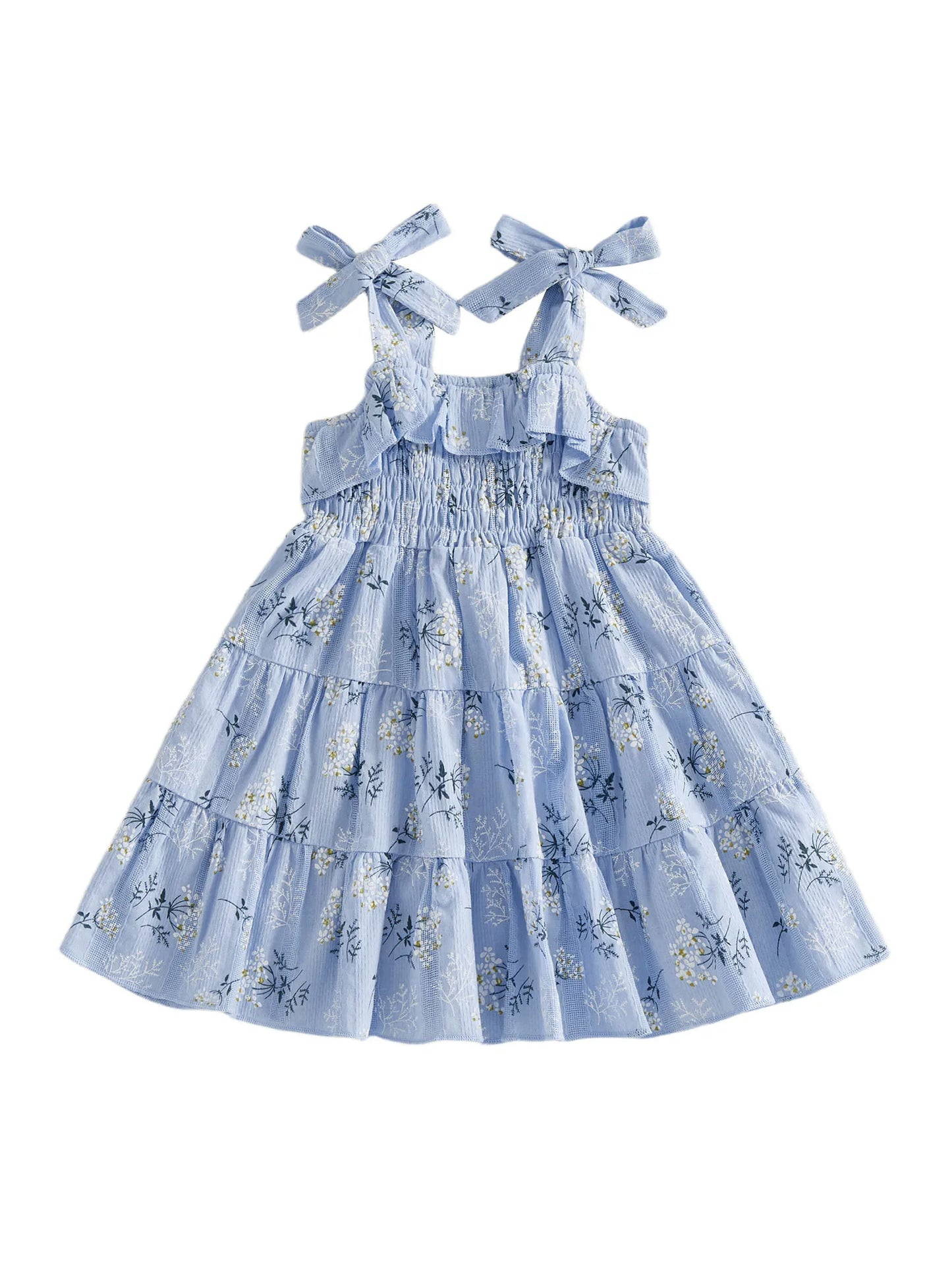 Floral Print Aline Toddler Dress With Tie Shoulder Detail