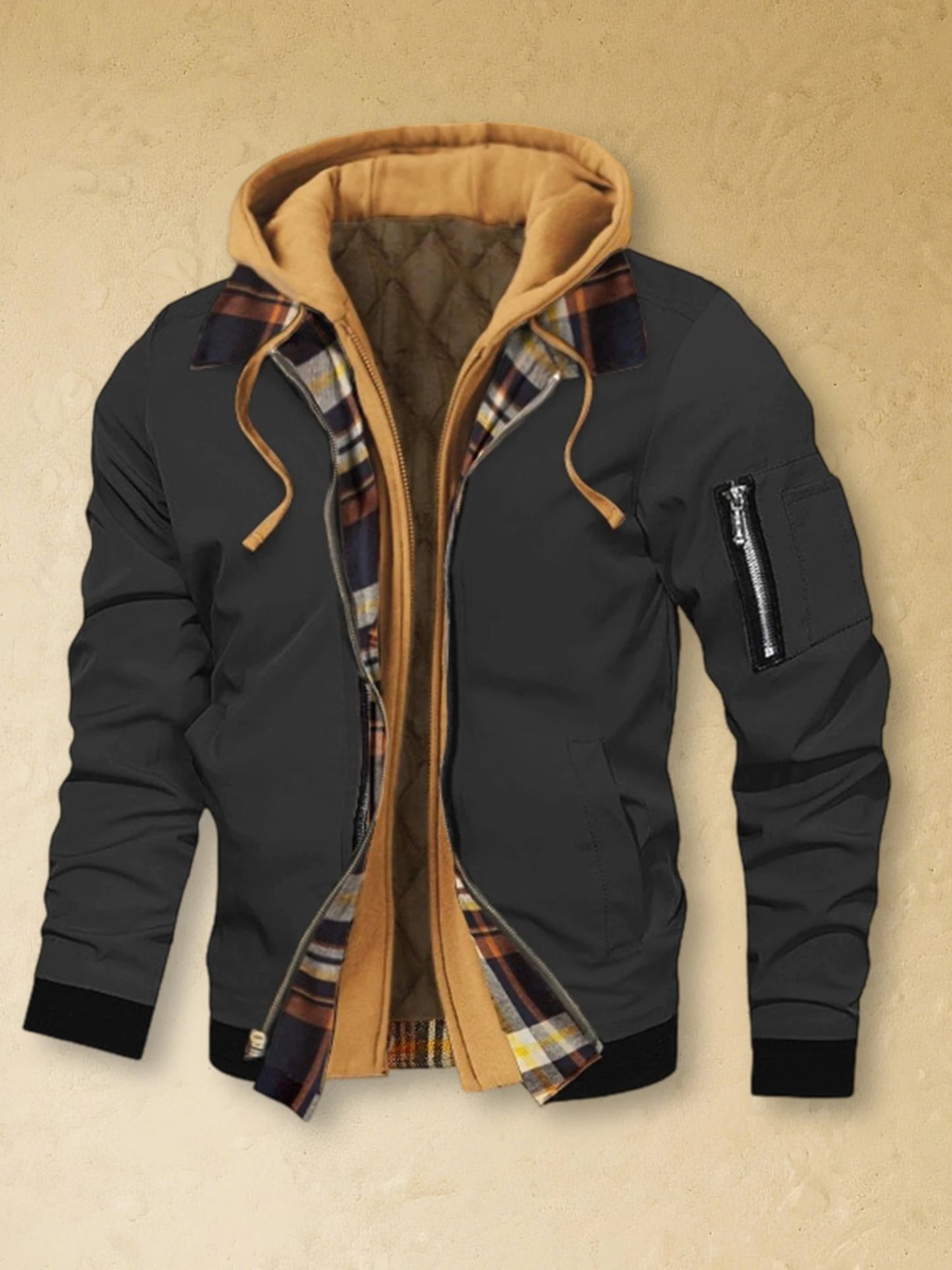 CN Guangdong Men Winter Hooded Jacket With Faux Fur Lining