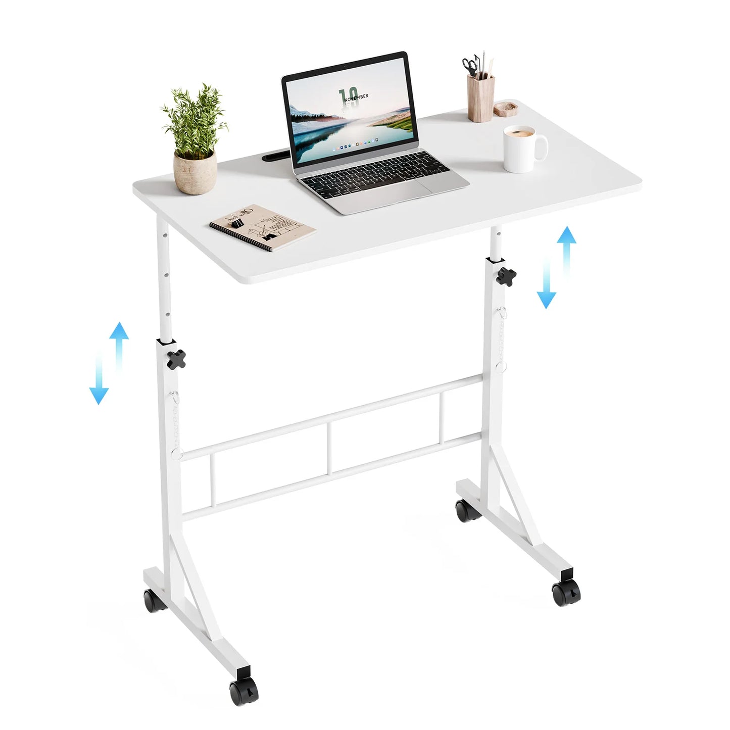 JHK 31.5" Adjustable Height Mobile Desk with Locking Wheels Pin-Lock Portable Computer Desk Laptop Workstation for Walking Pad Active Home Office