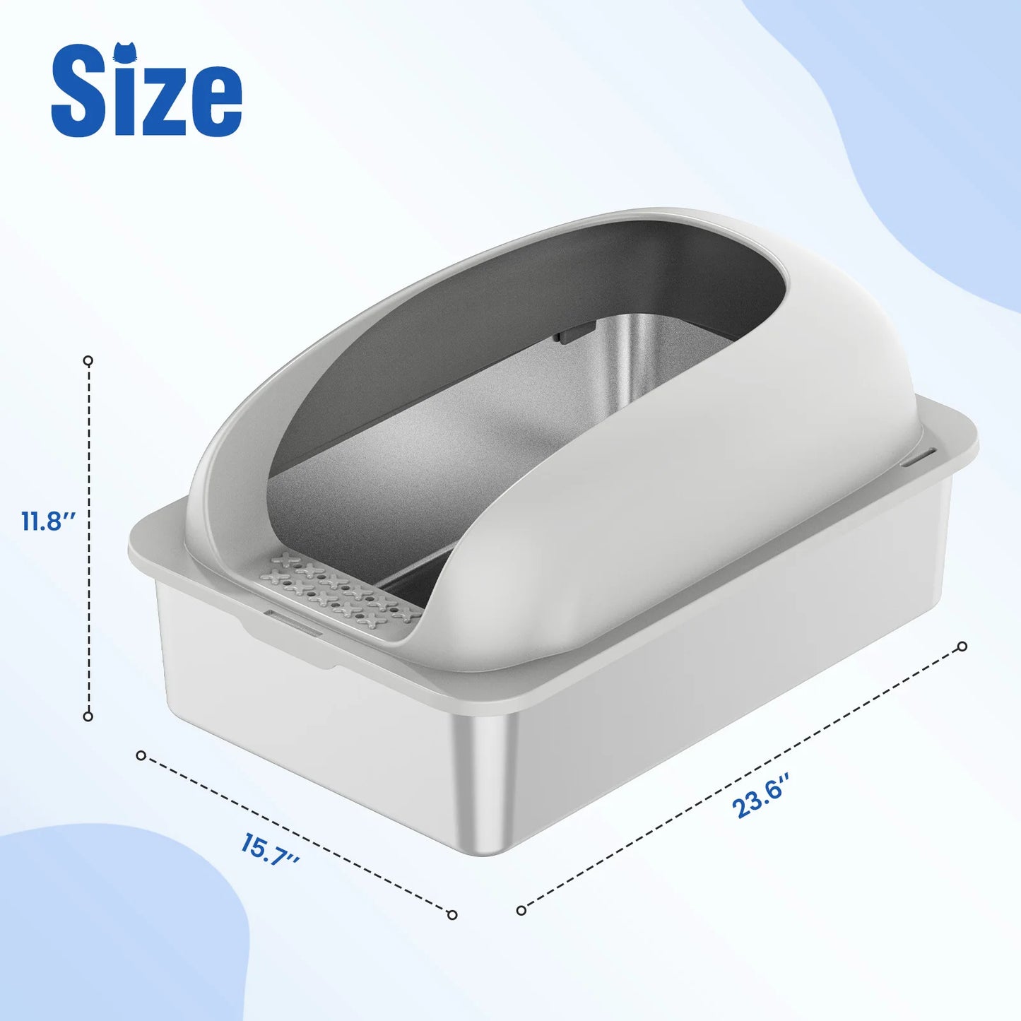JHK Stainless Steel Cat Litter Box With Lid