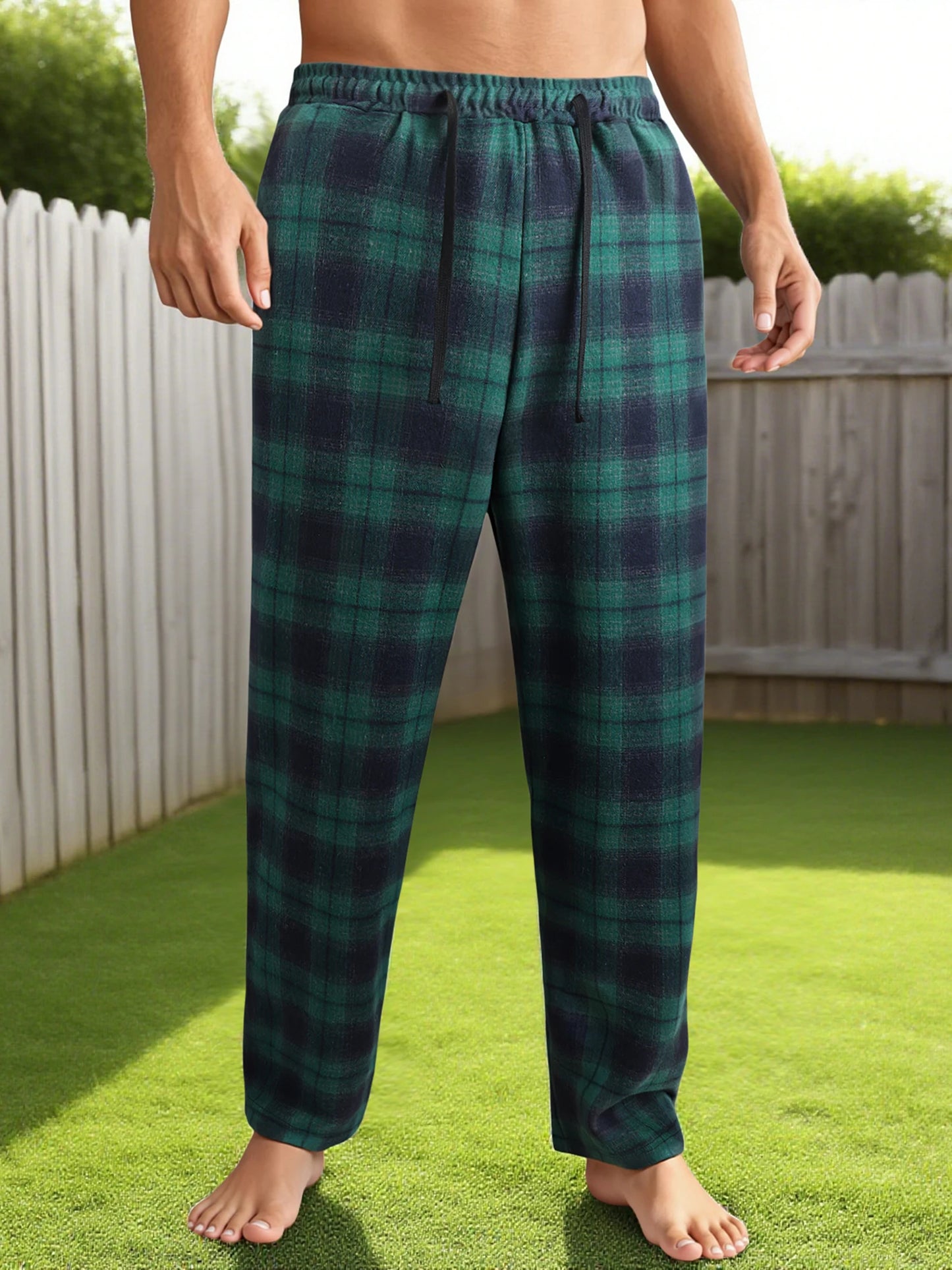Guangdong CN Stylish Checkered Mens Lounge Pants With Drawstring