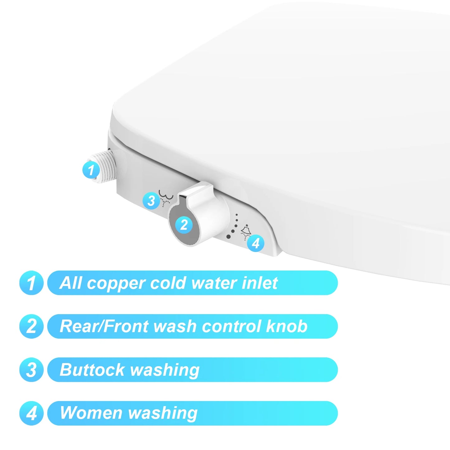 Twister.Ck Premium Non Electric Round Bidet Toilet Seat Dual Nozzle