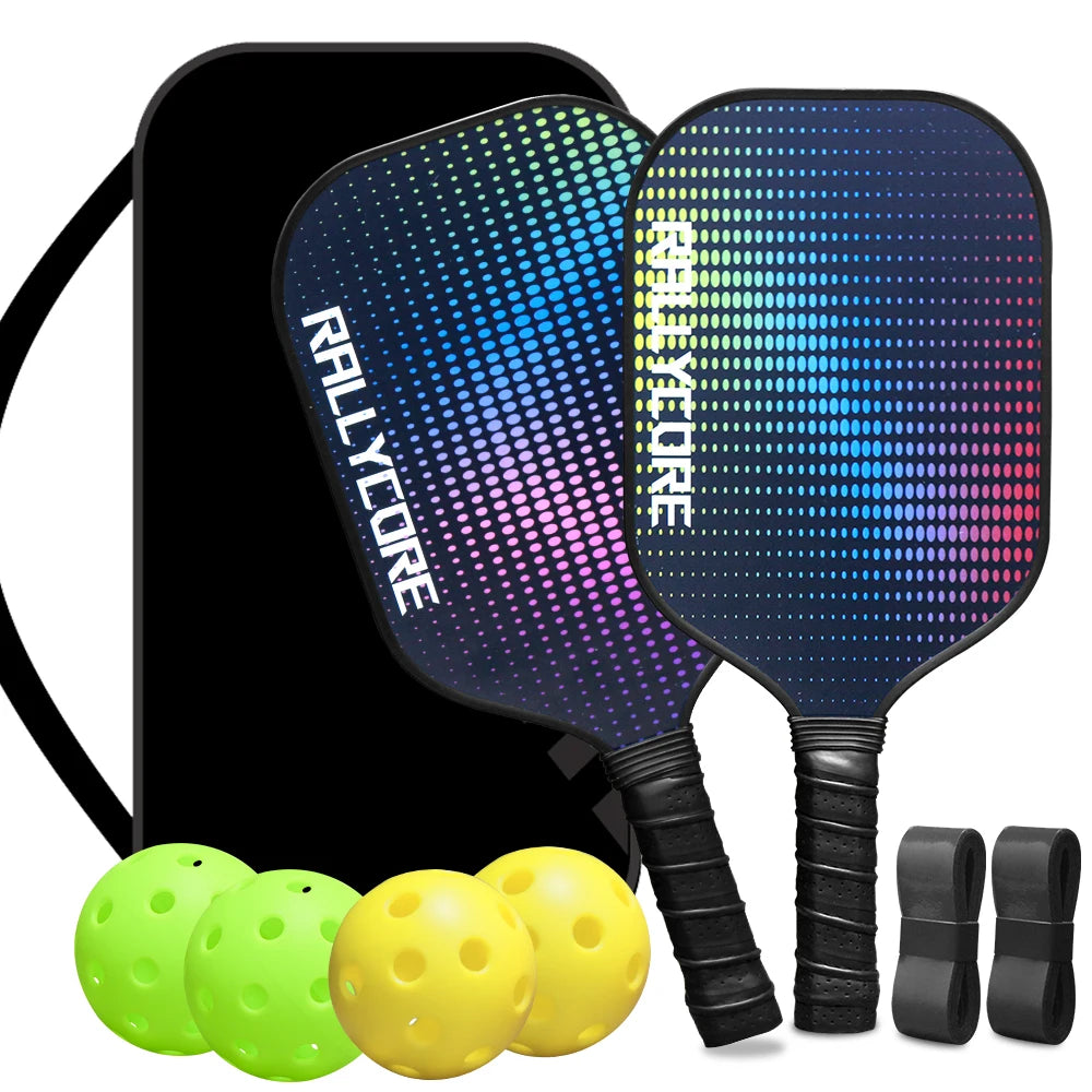 Premium Pickleball Paddles Set of 2 | Includes 4 Balls & Carry Bag | Indoor/Outdoor Use for Adults & Youth