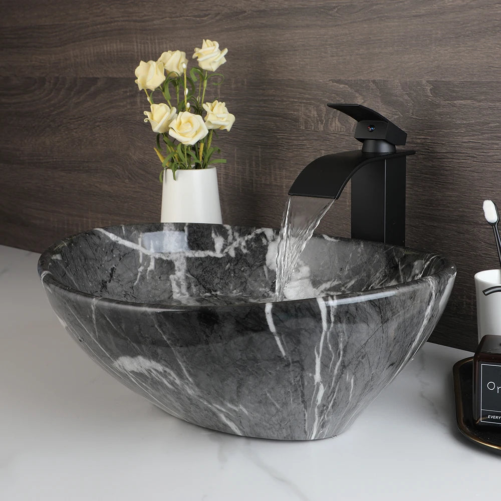 Mekkahla Rectangular Ceramic Vessel Sink With Faucet