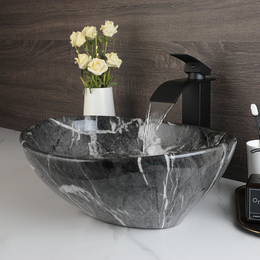 Mekkahla Rectangular Ceramic Vessel Sink With Faucet