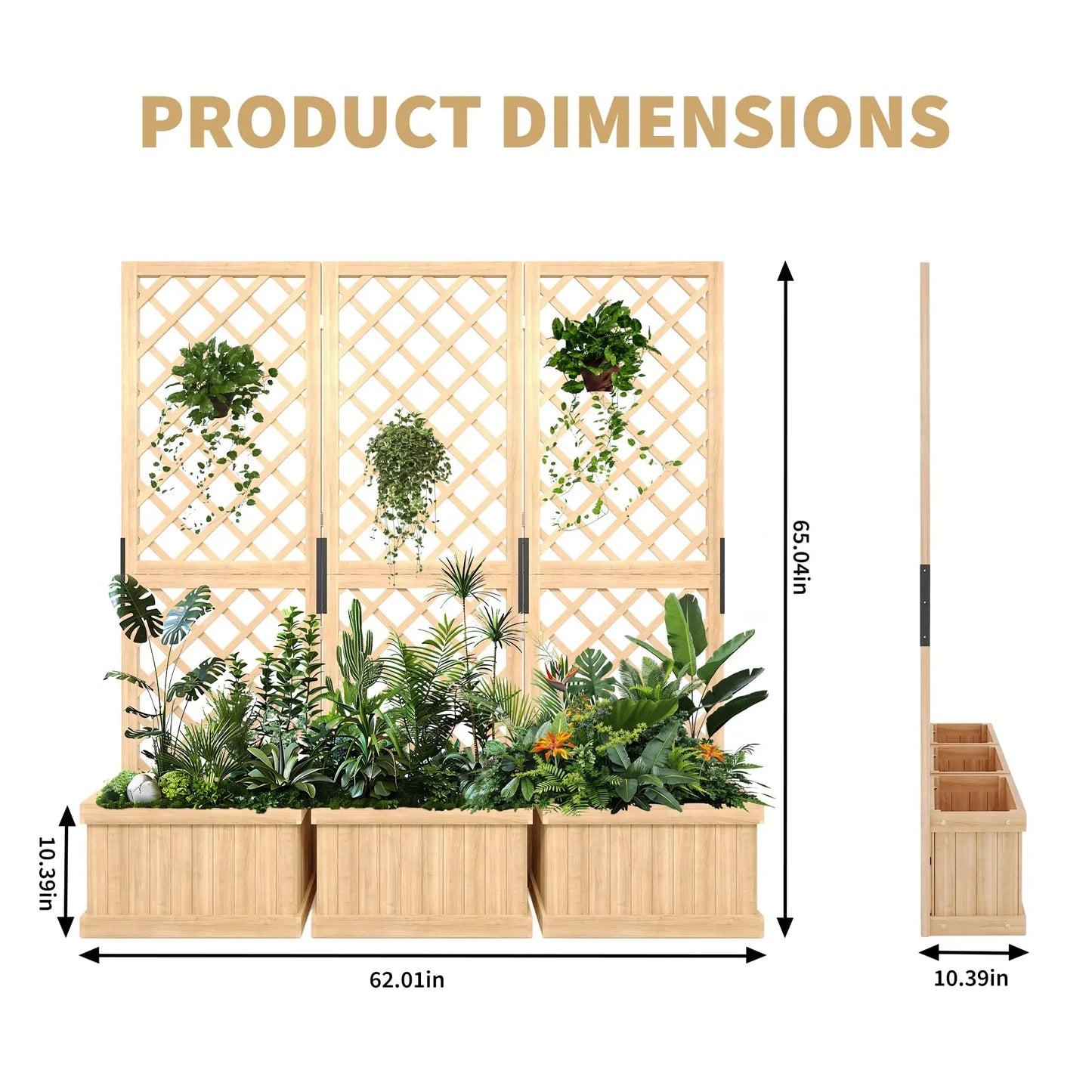 HiMISS Cedar Privacy Screen With Planter Box For Outdoor Space