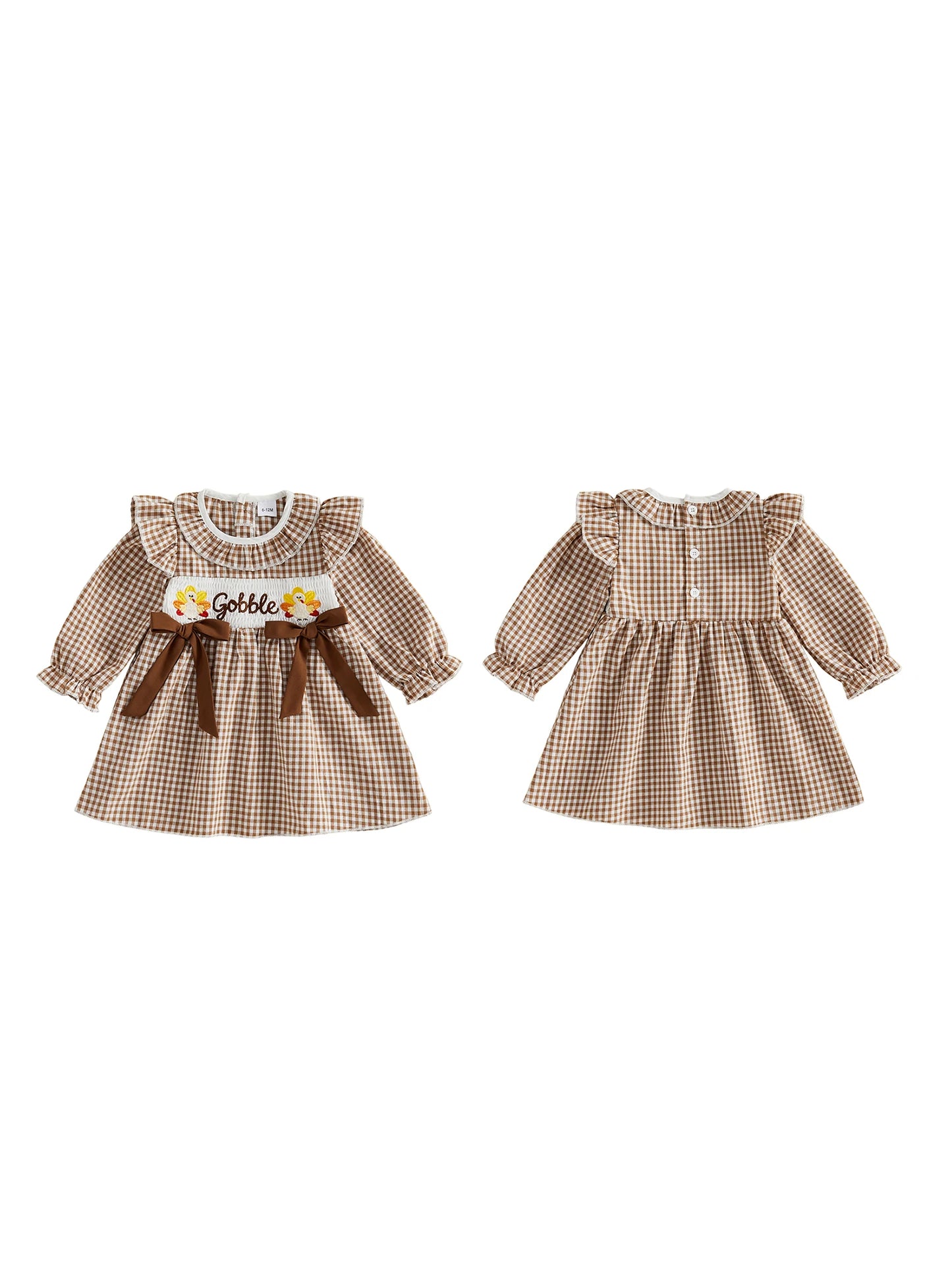 Toddler Thanksgiving Dress With Long Sleeve Round Neck