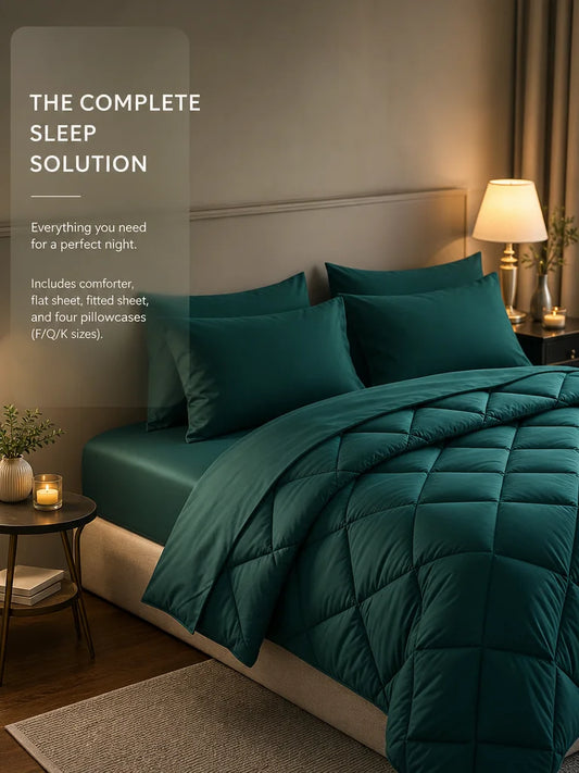 EasYum Brushed Polyester Quilted Bedding Comforter Sheet Set