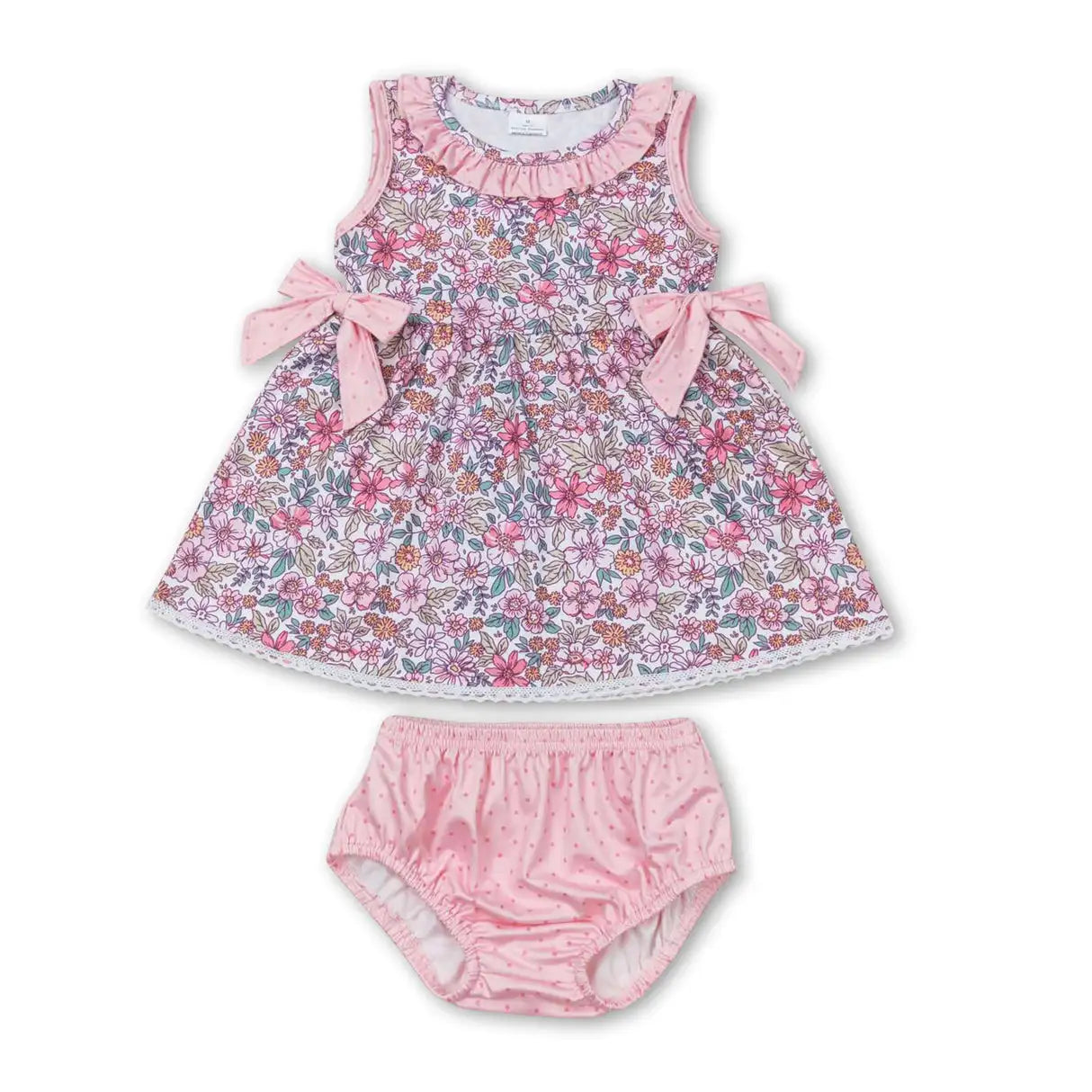 Sibling Baby Girls Flowers Tunic Top Bummies Outfits Sets