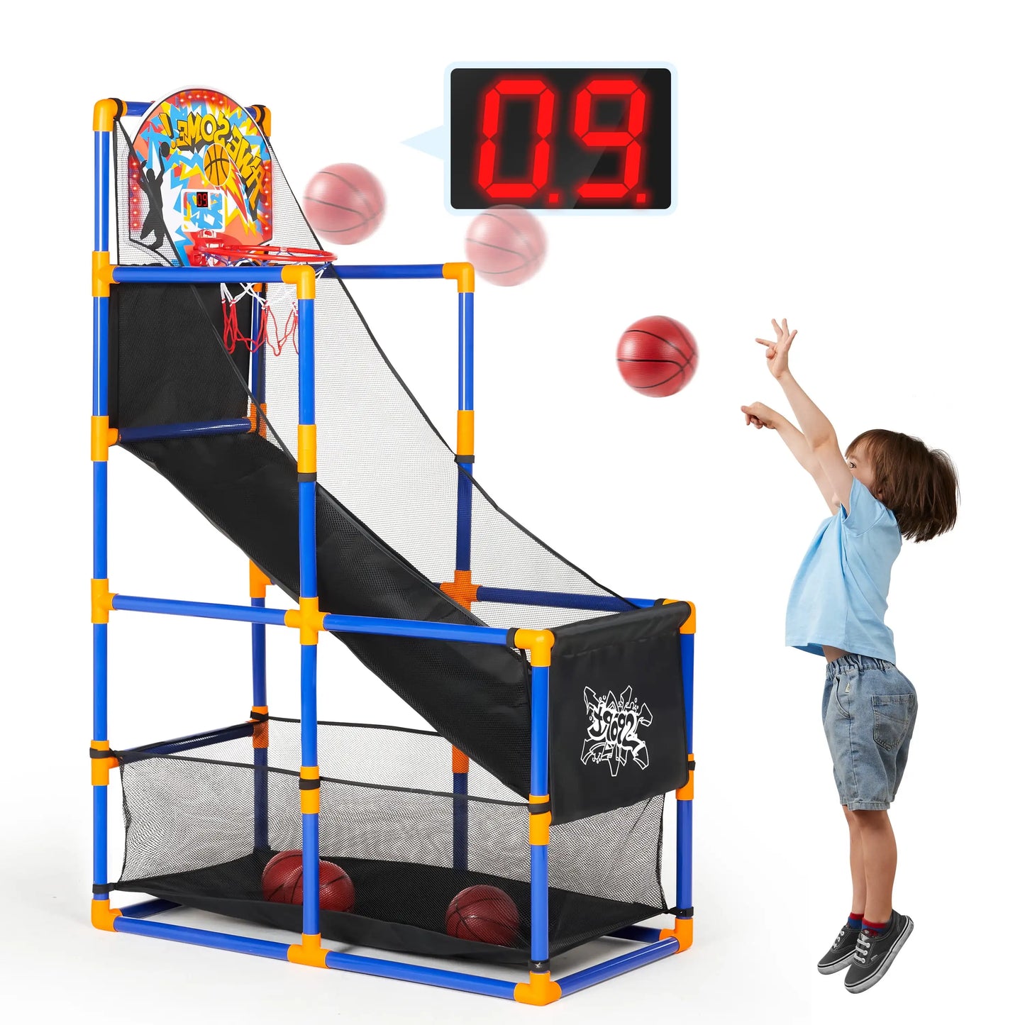Joyfy LED Scoring Arcade Basketball Game with Adjustable Height Stand