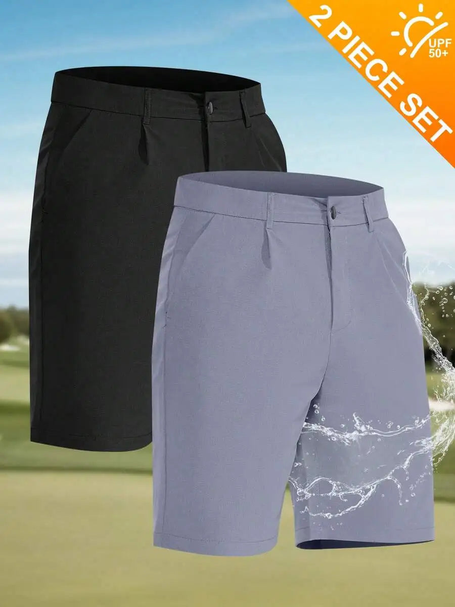 Mens 9 Inch Golf Shorts Stretch Quick Dry UPF 50+ Lightweight Flat Front Hiking Work Shorts With 5 Pockets