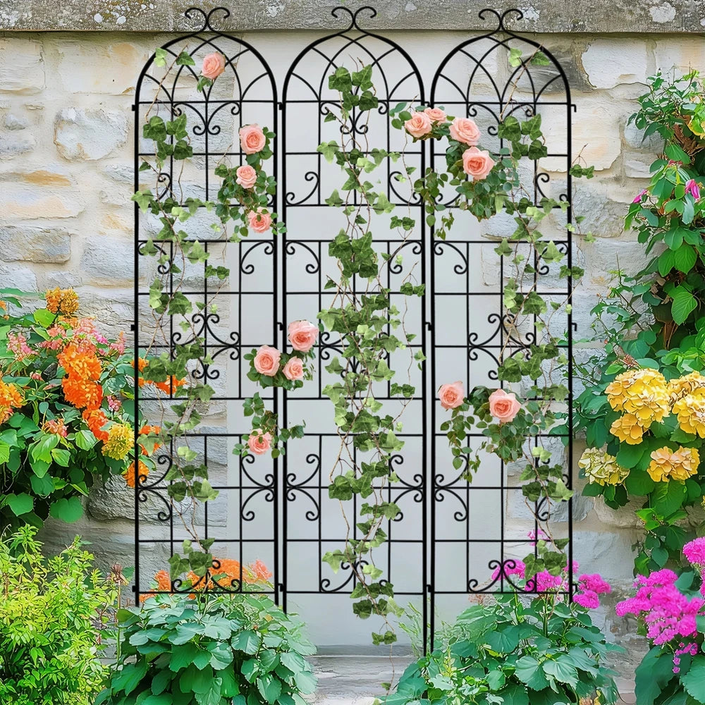 3 Pack Rustproof Metal Garden Trellis For Climbing Plants