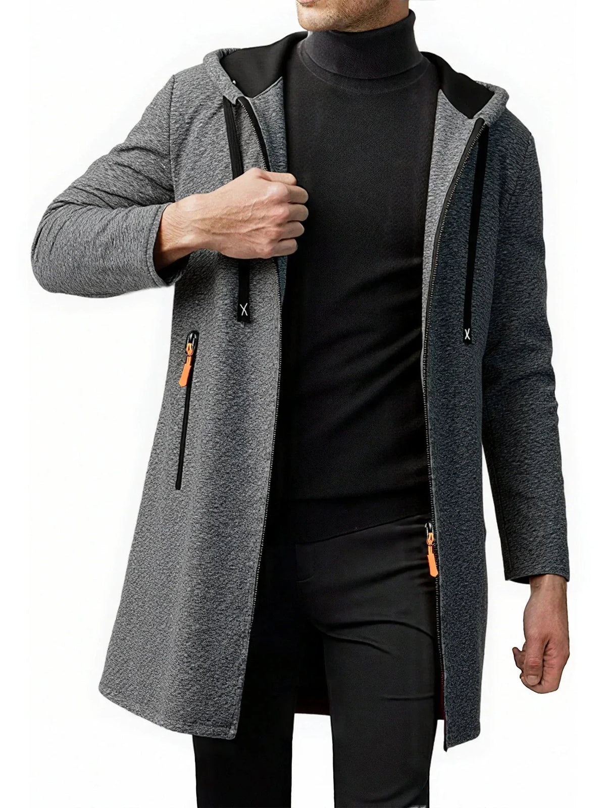 Men's Fleece Lined Hooded Zip Jacket With Zipper Pockets for Casual Wear