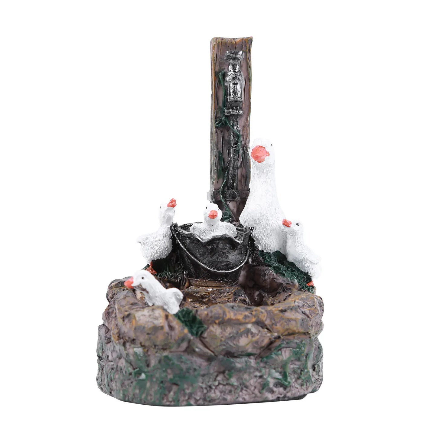 Funny Animal Decoration Duck /Squirrel Fountain Ornament Landscaping Decor with Light Garden Duck Squirrel Figurine Garden Decor