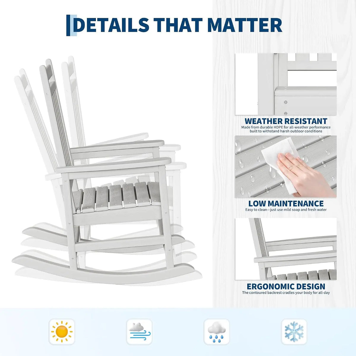 Garvee Outdoor Rocking Chairs Set With Side Table Patio
