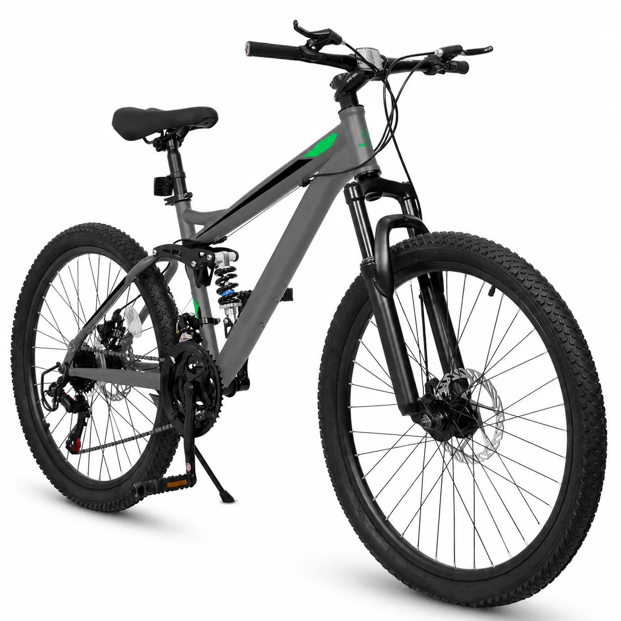 24/26/27.5 Inch Full Suspension Mountain Bike 21-Speed Mechanical Disc Brakes Suitable for Men and Women, Youth Bicycles Easy to Assemble