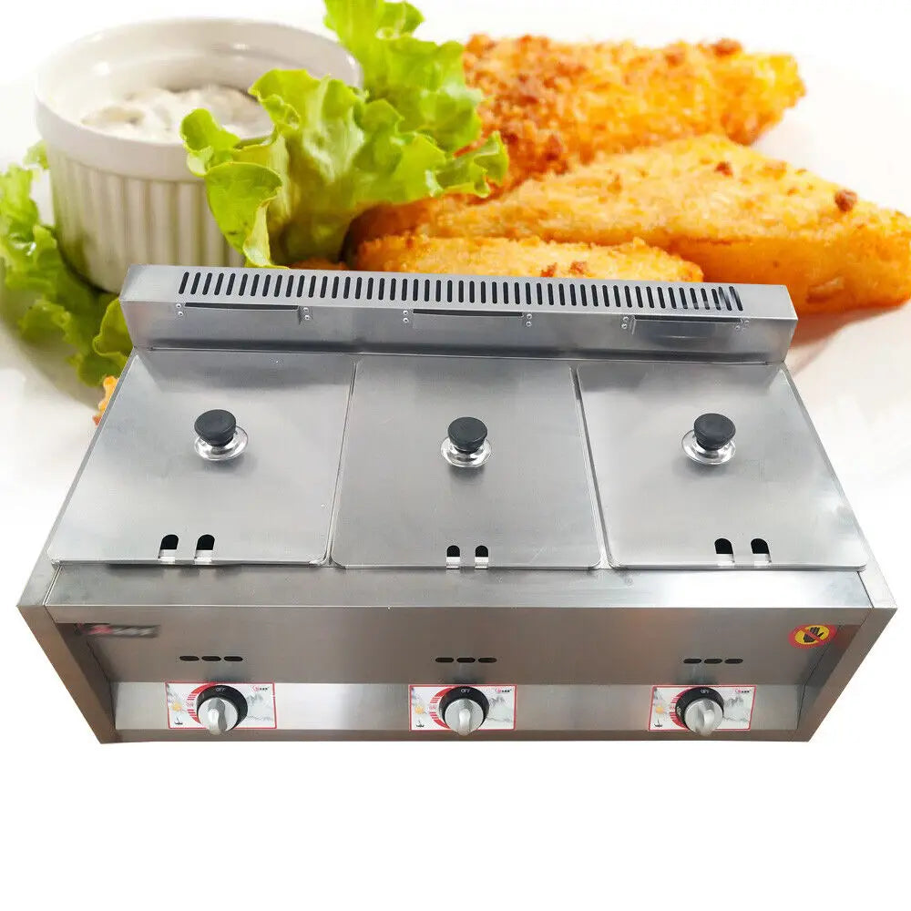 3 Pan Gas Fryer Warmer For Commercial Buffet Catering