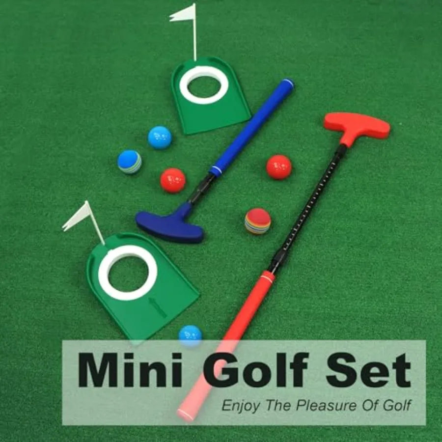 Adjustable Golf Putter, Mini Golf Set - 2 Golf Clubs with 6 Balls and 2 Cup with Flag, Two-Way Putter for Right and Left Handed