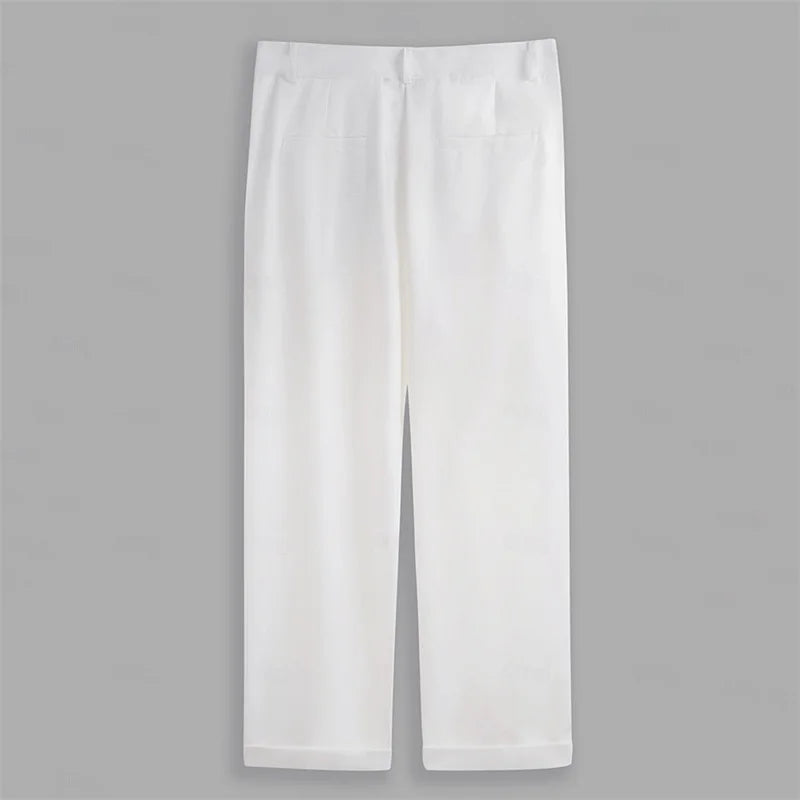 Men s  Fit Dress Pants Solid Color Flat Front Trousers Classic Business Casual Suit Pants Modern Formal Wear Hemmed Bottoms