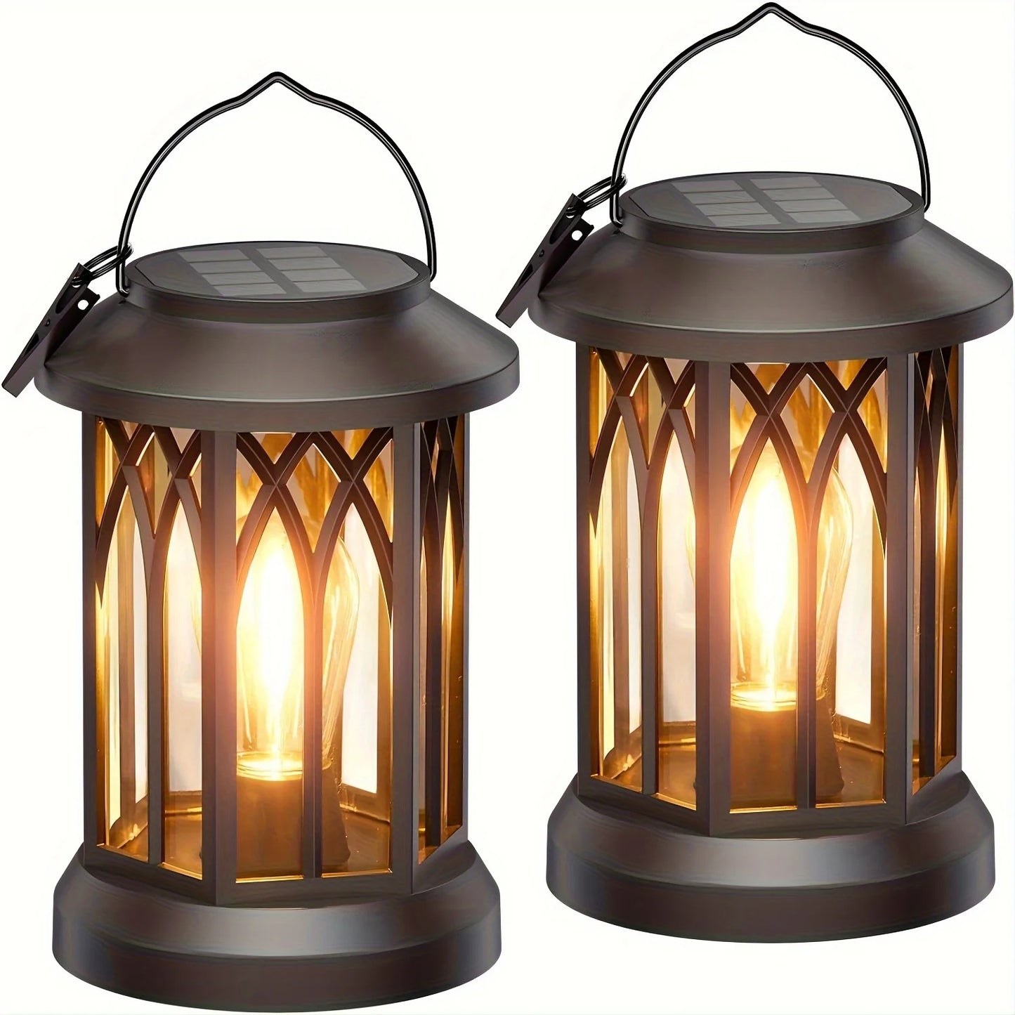 KPSTEK 2 Pack Upgraded Bright Solar Lantern Lights Outdoor Patio