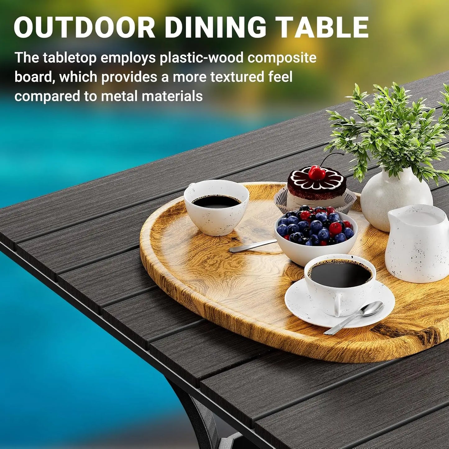 Outdoor 5 Piece Patio Dining Set With Swivel Chairs And Round Table