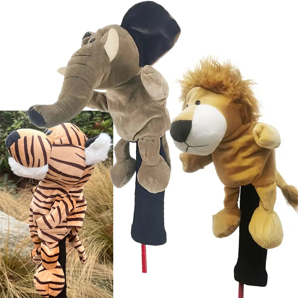 Golf Club Head Cover Animal Style Plush Protector for Woods Putters Soft Friction Prevention Golf Course Accessory