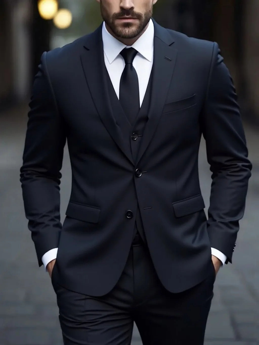 SONGWE Men's Three-Piece Anti-Wrinkle No-Iron Slim Fit Business Suit