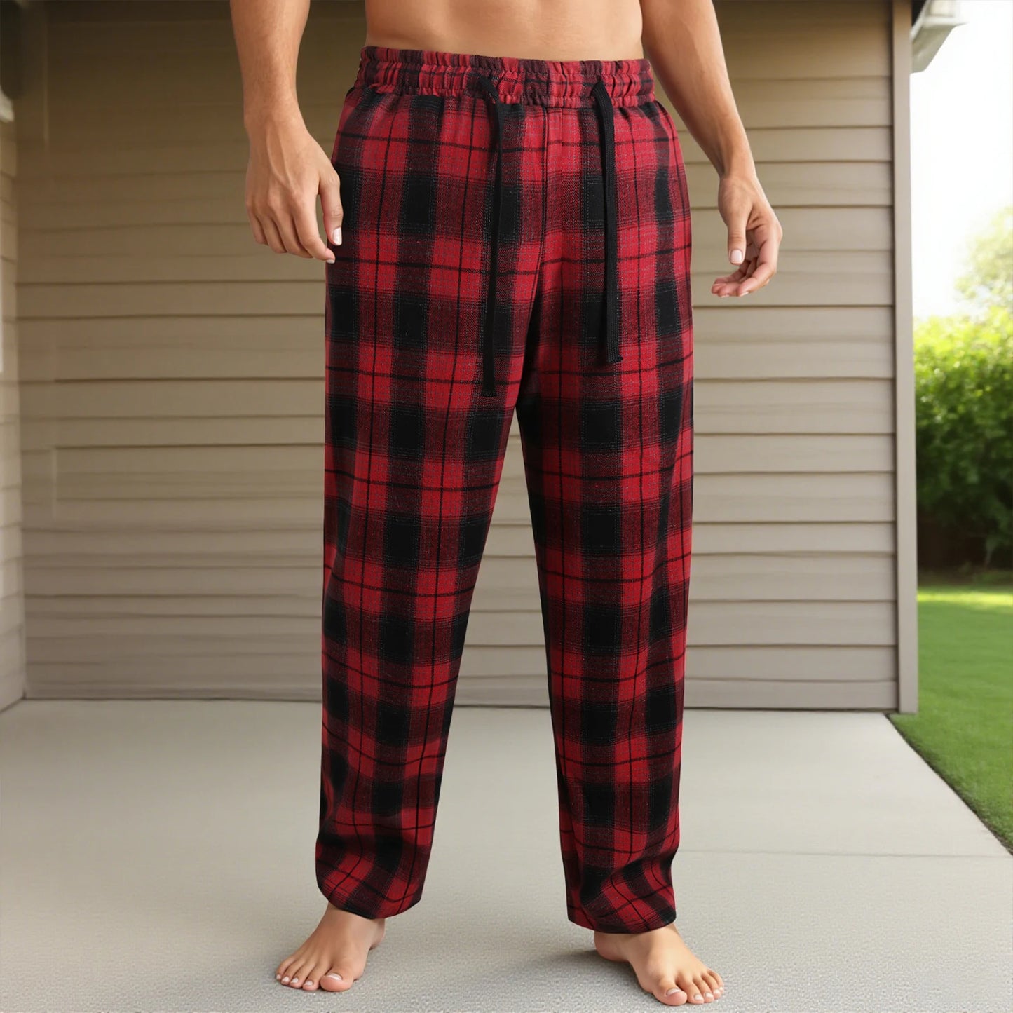 Guangdong CN Stylish Checkered Mens Lounge Pants With Drawstring
