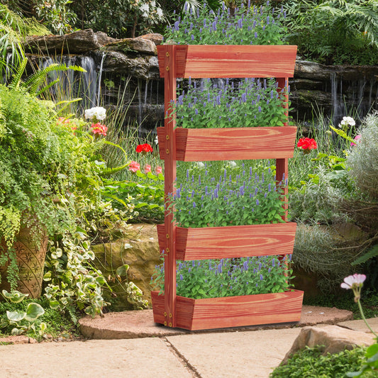 Wooden Vertical Garden Rack With Detachable Ladder And Adjustable Shelf