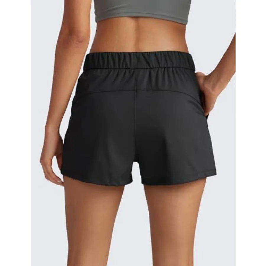 Walk The City Casual Shorts for Women 2.5" - Mid Waisted Stretch for Work Athketic Travel Hiking Golf with Pockets