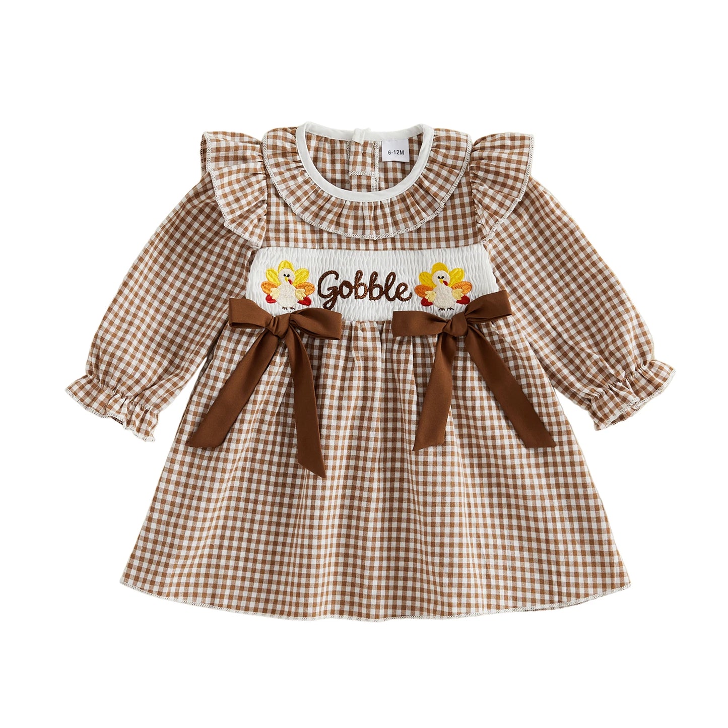 Toddler Thanksgiving Dress With Long Sleeve Round Neck