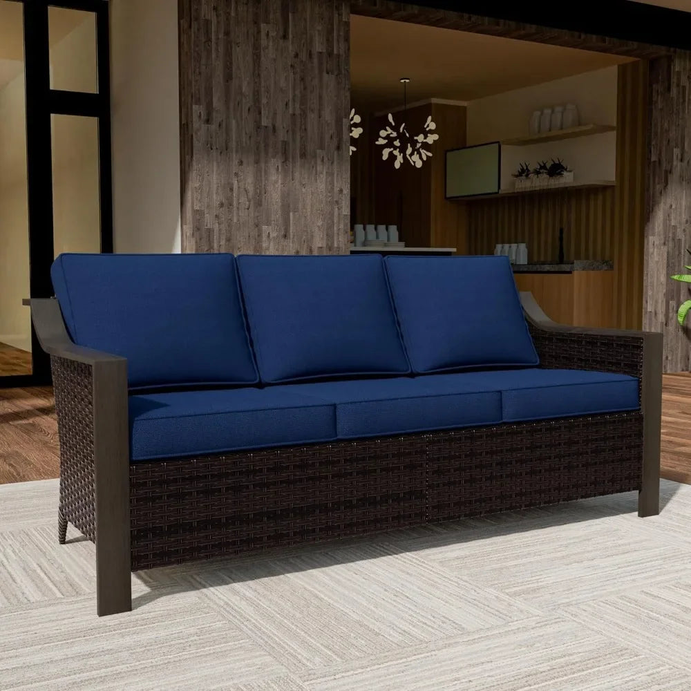 Chengwei Outdoor Patio Sofa Set With RustProof Frame Wicker Cushions