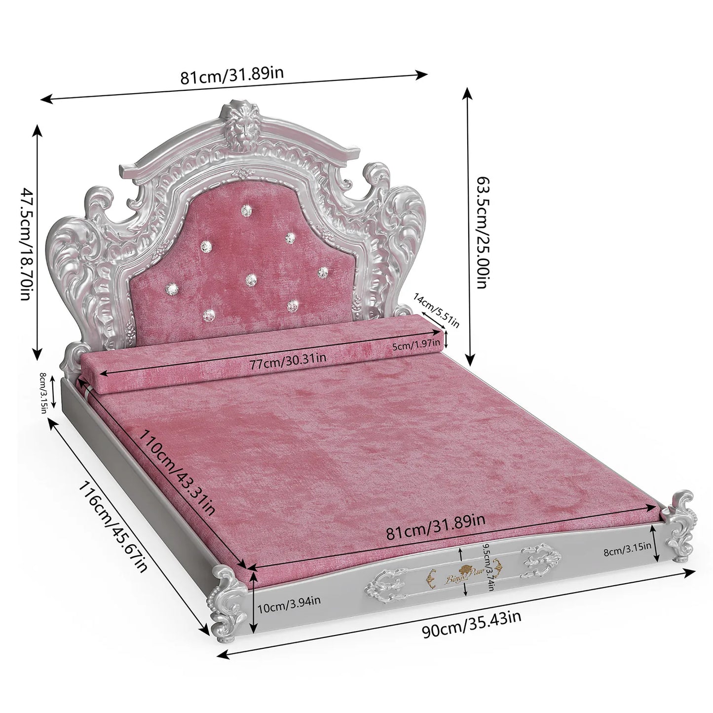 BINGOPAW Luxury Pet Bed With Headboard