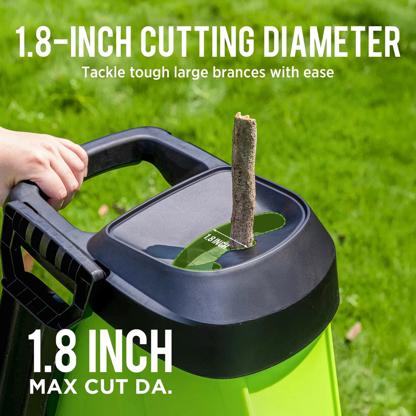 Deli 15-Amp Electric Wood Chipper Shredder with 45L Bag, 1.75 Inch Cutting Capacity