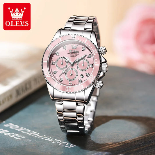OLEVS Women's Quartz Chronograph Watch With Date and Luminous Dial