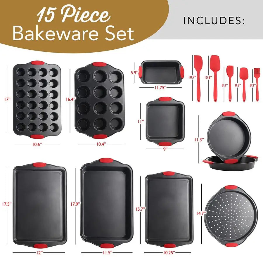 Pan Set, 39 Piece Premium Baking Set, Nonstick Bakeware Sets BPA Free, Cookie Sheets for Baking Nonstick Set, Steel Baking Sheet