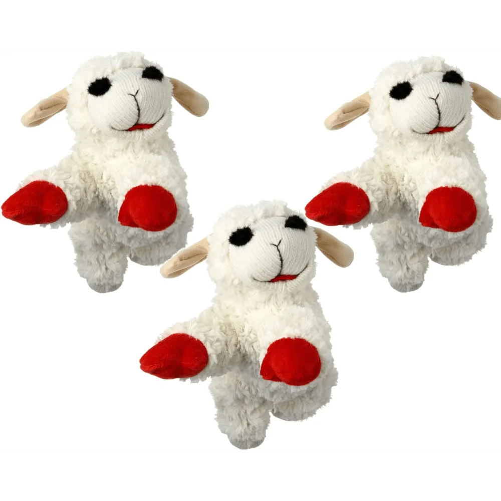 Plush Lamb Dog Toy With Squeaker 24 Inch White