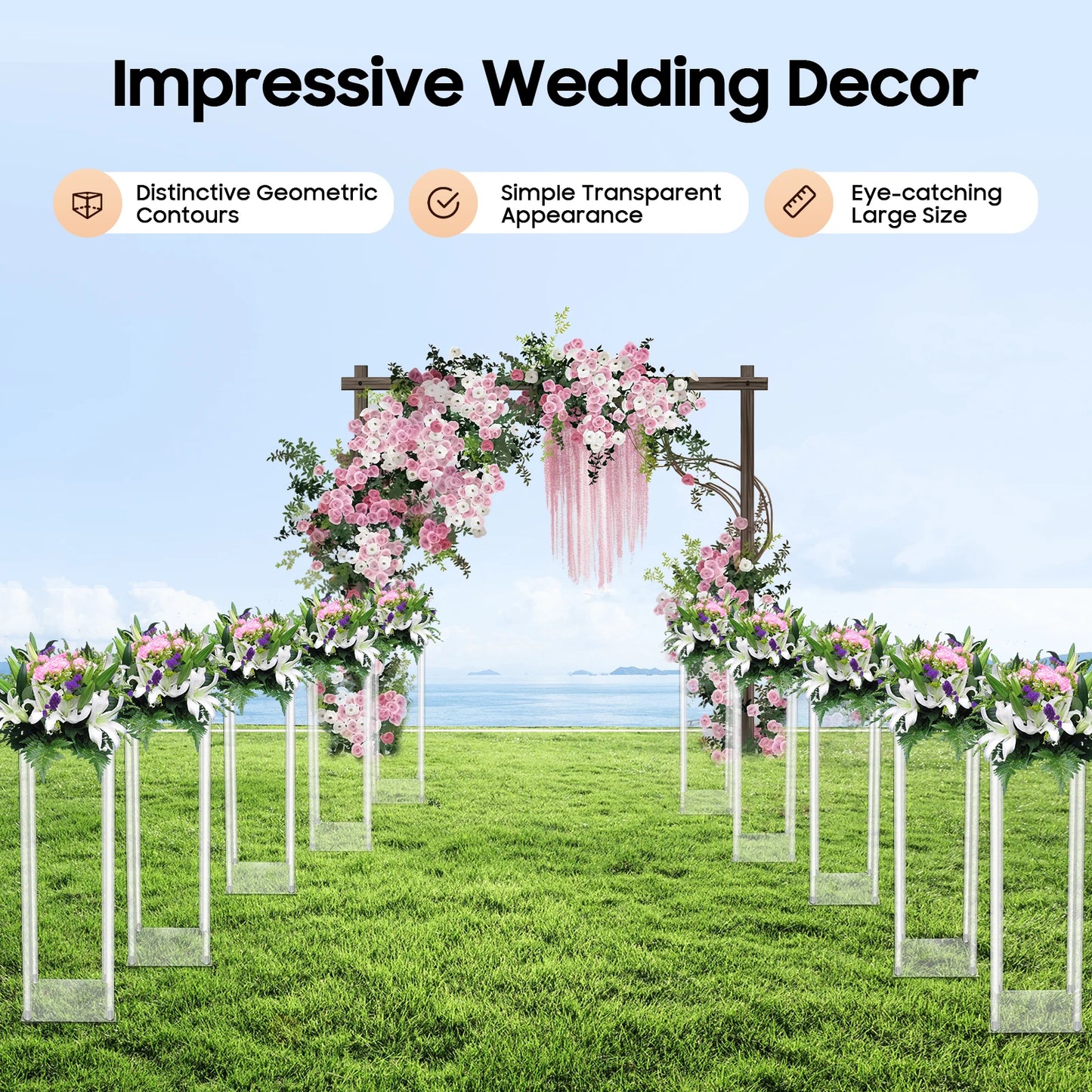 10 Pcs Clear Column Flower Display Stand Acrylic Vase Wedding Centrepieces Geometric Display Stand for Home Decor