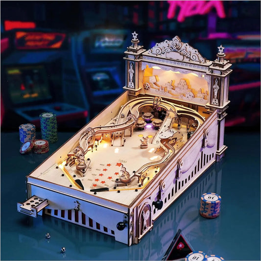 Robotime 3D Wooden Pinball Machine Puzzle Mechanical Building Kit