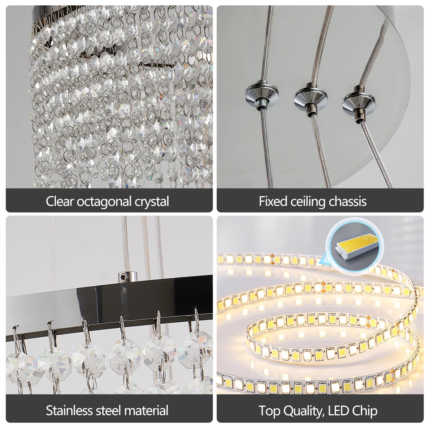 Crystal LED Pendant Chandelier With Adjustable Color Temperature