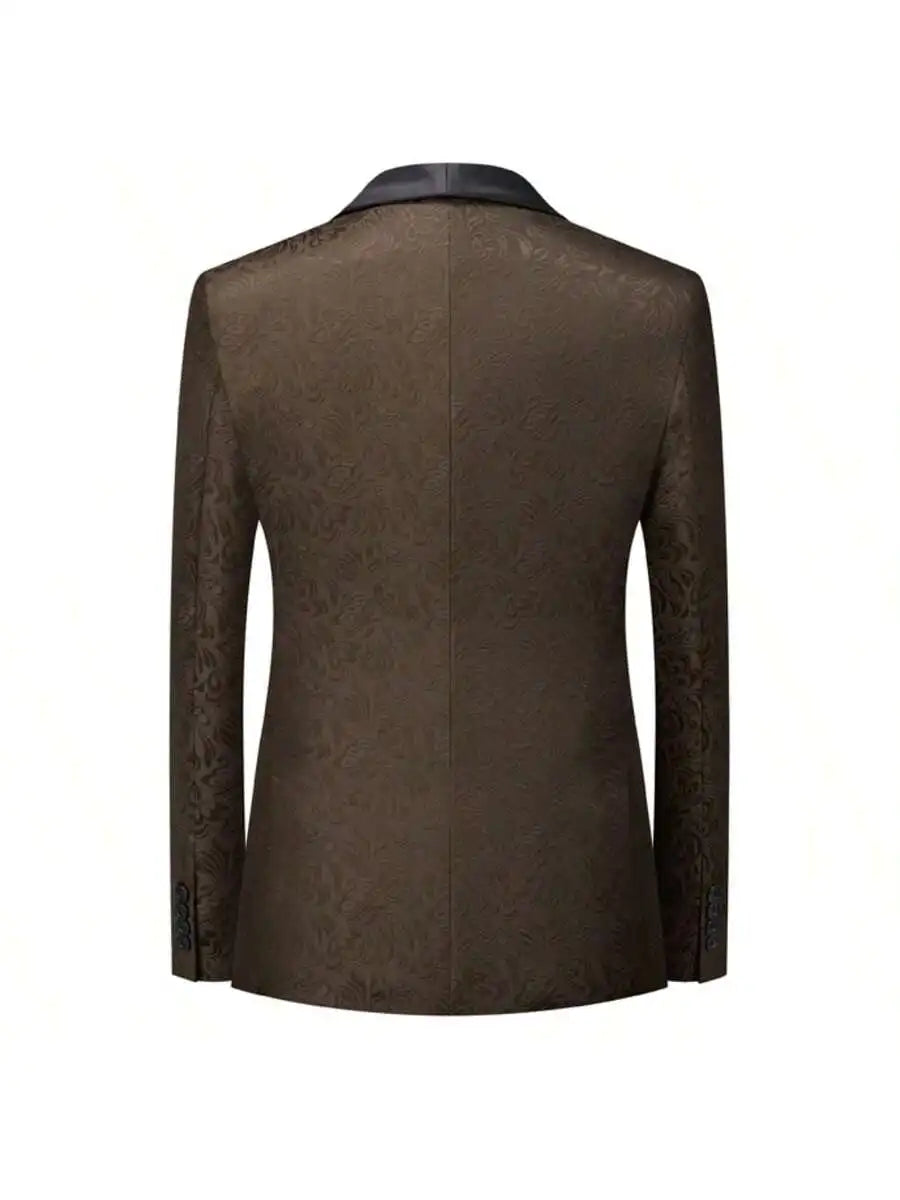 Mens Floral Tuxedo 3Piece Blazer Set Jacquard Paisley