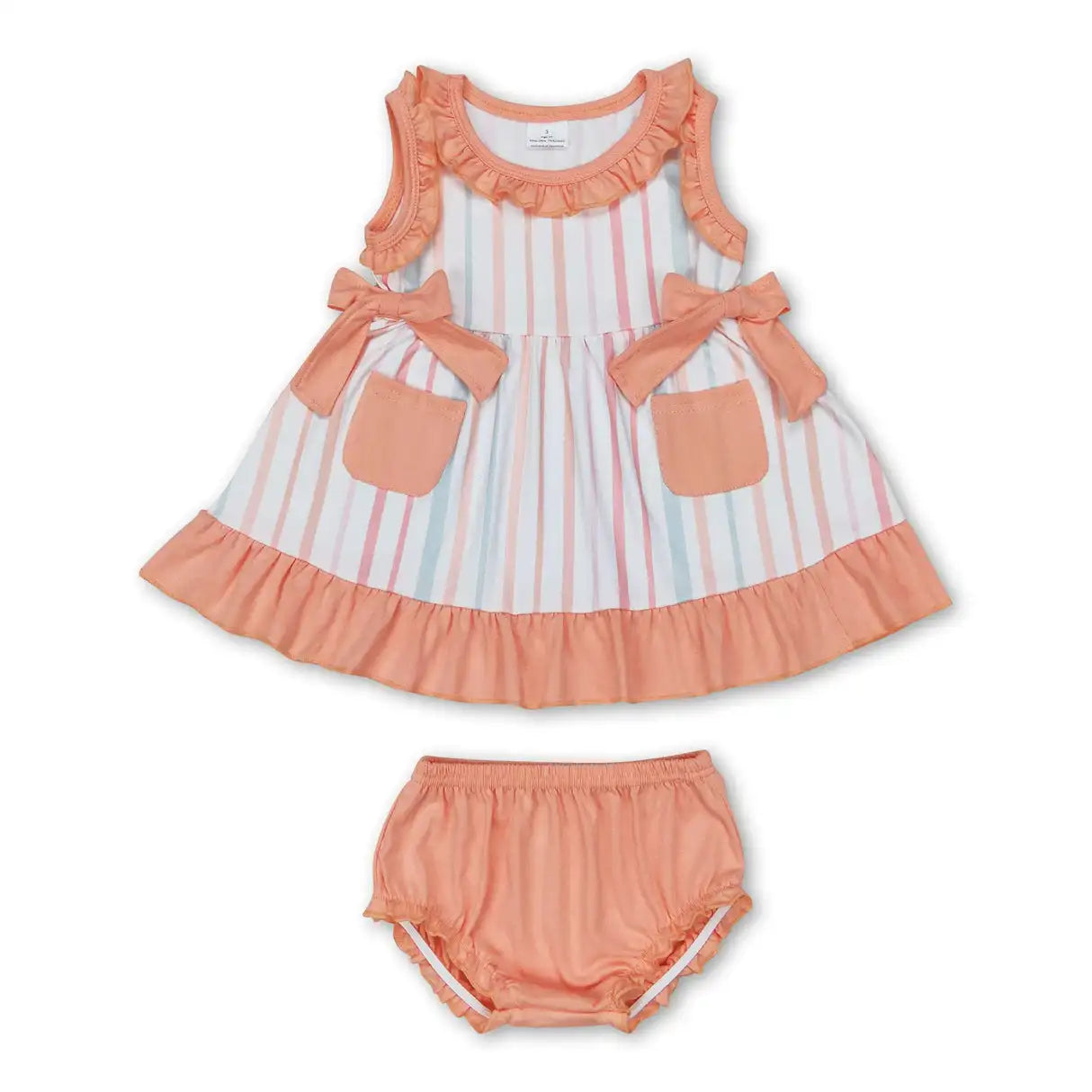 Sibling Baby Girls Flowers Tunic Top Bummies Outfits Sets