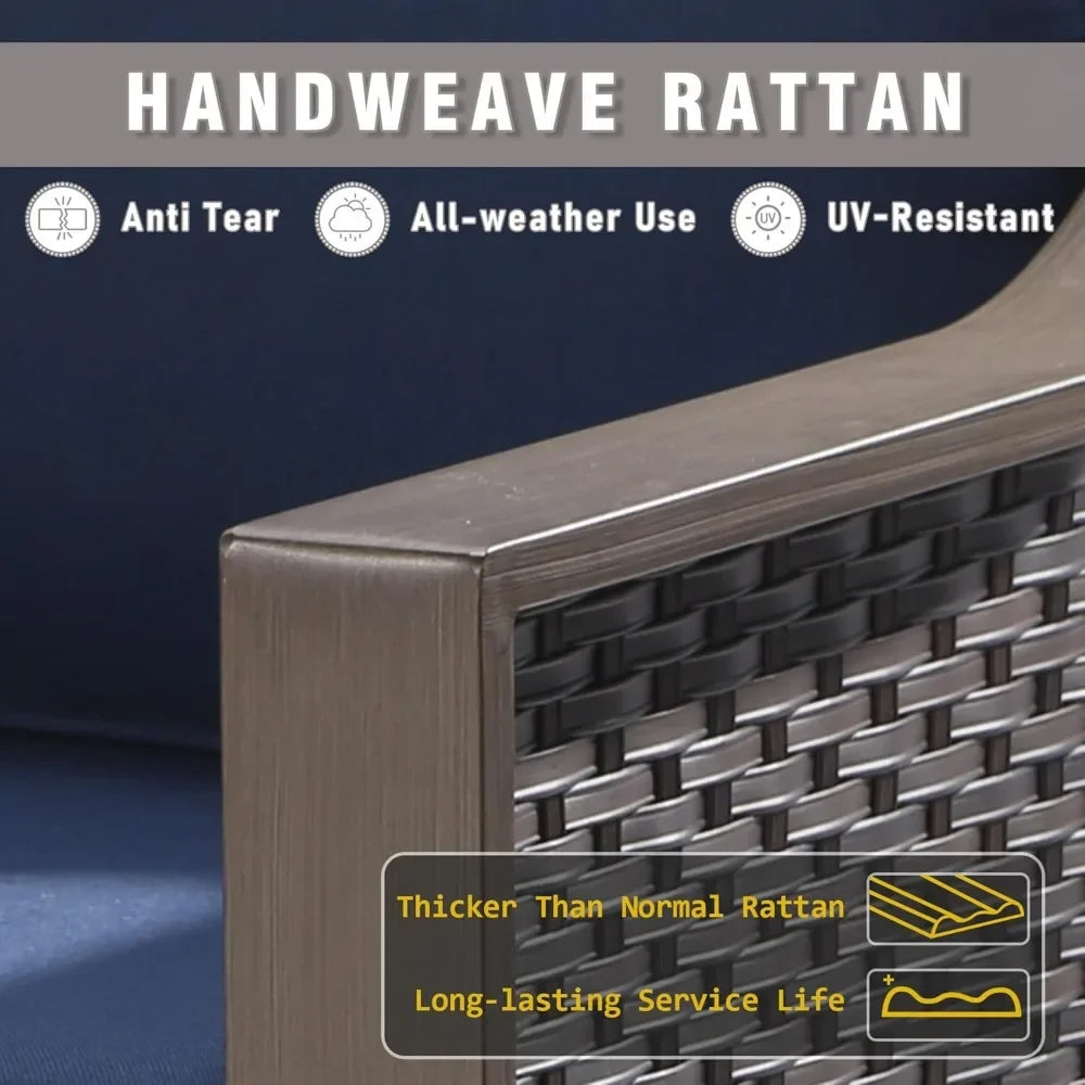 Chengwei Outdoor Patio Sofa Set With RustProof Frame Wicker Cushions