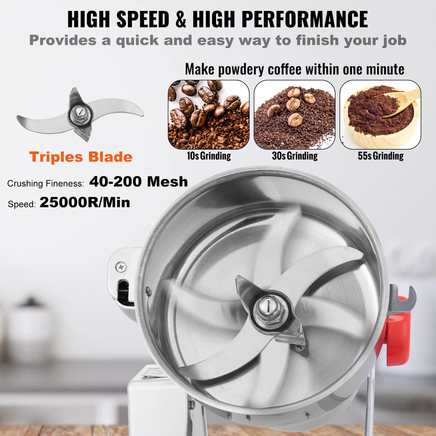 VEVOR Electric Grain Mill Grinder for Dry Herbs and Spices