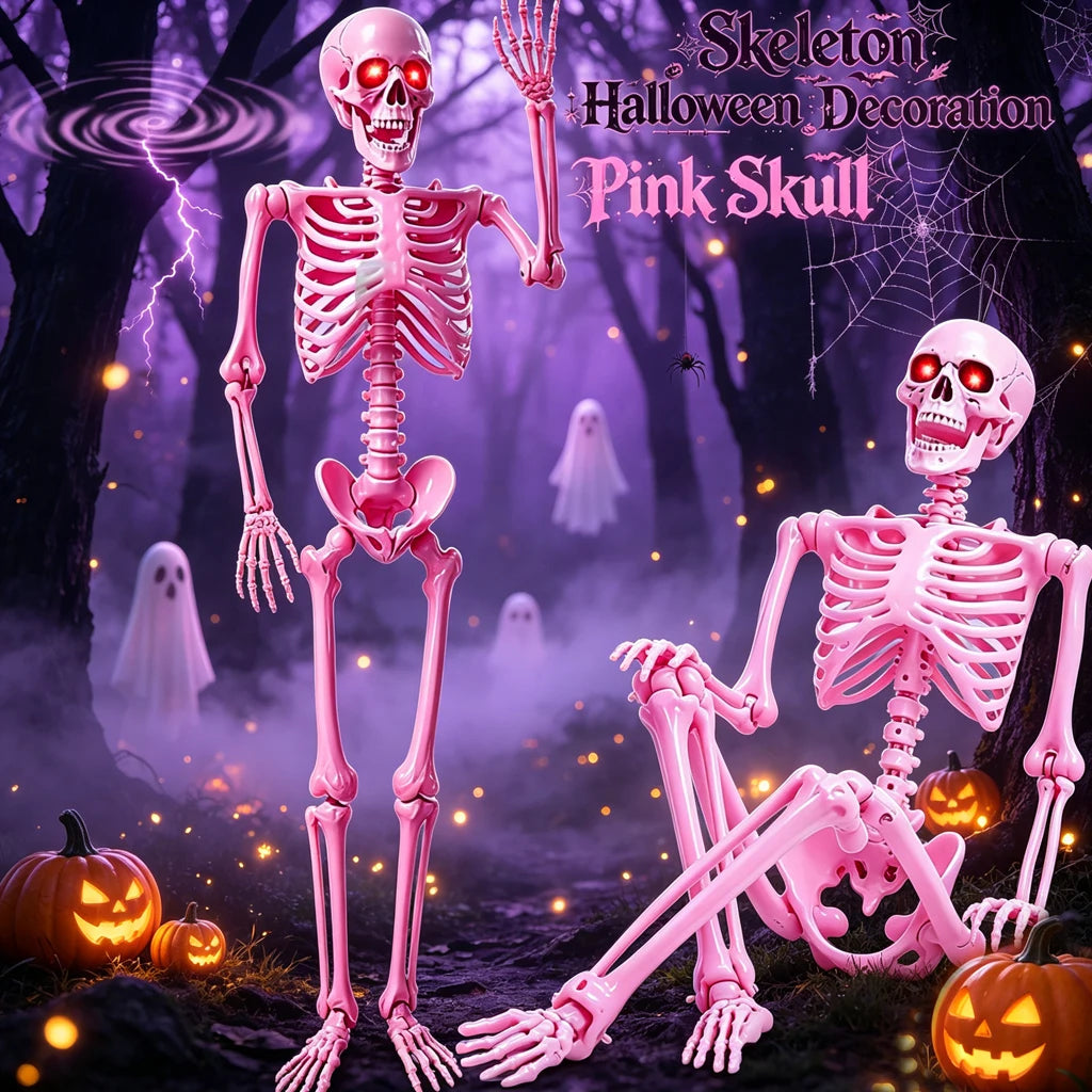 Sound Activated Posable Skeleton Decoration With Glowing Red LED Eyes