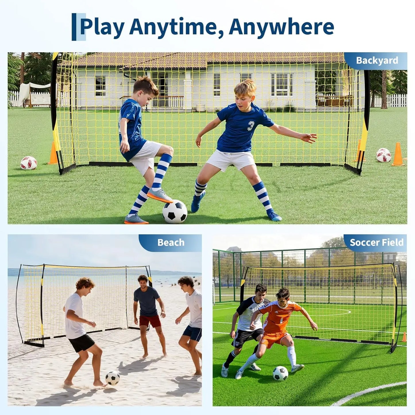 HiMISS Portable Backyard Soccer Goal for Training and Practice