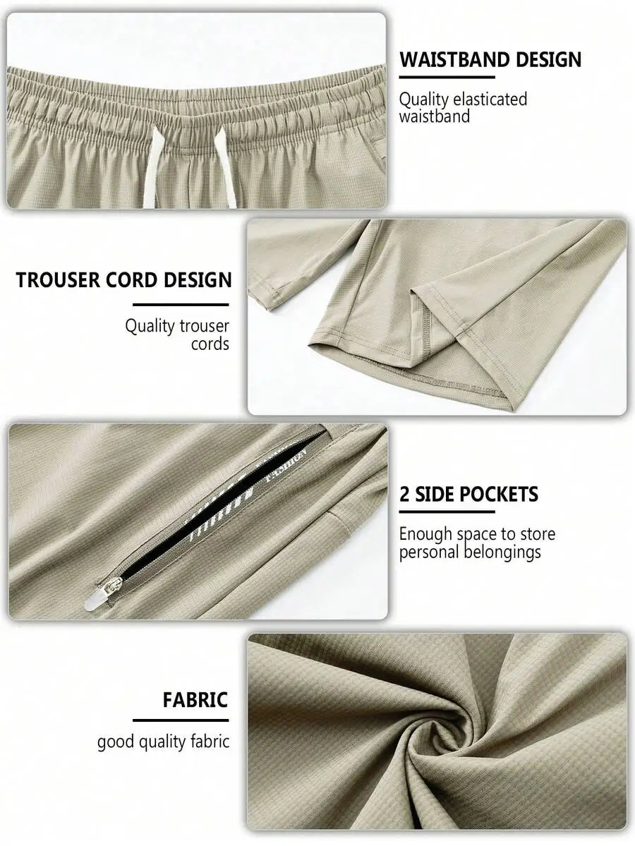 3-Pack Mens Quick Dry Athletic Shorts With Zippered Pockets And Drawstring Waist