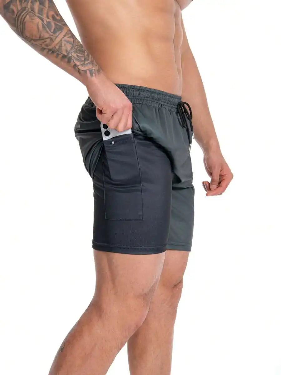 Mens Quick Dry Swim Trunks With Pockets Compression Stretch Board Shorts Breathable Fit